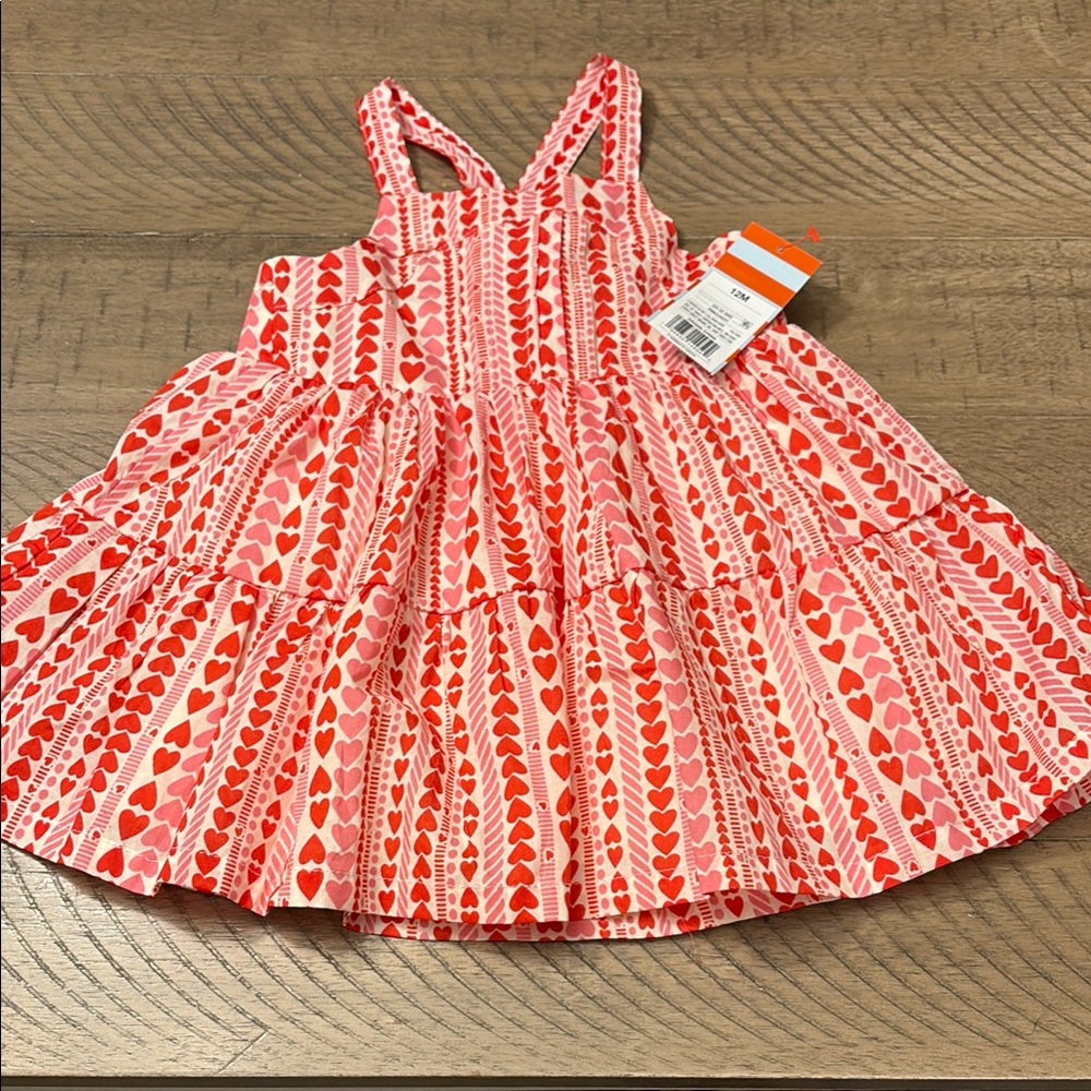 Heart Patterned Pink Kids Dress
